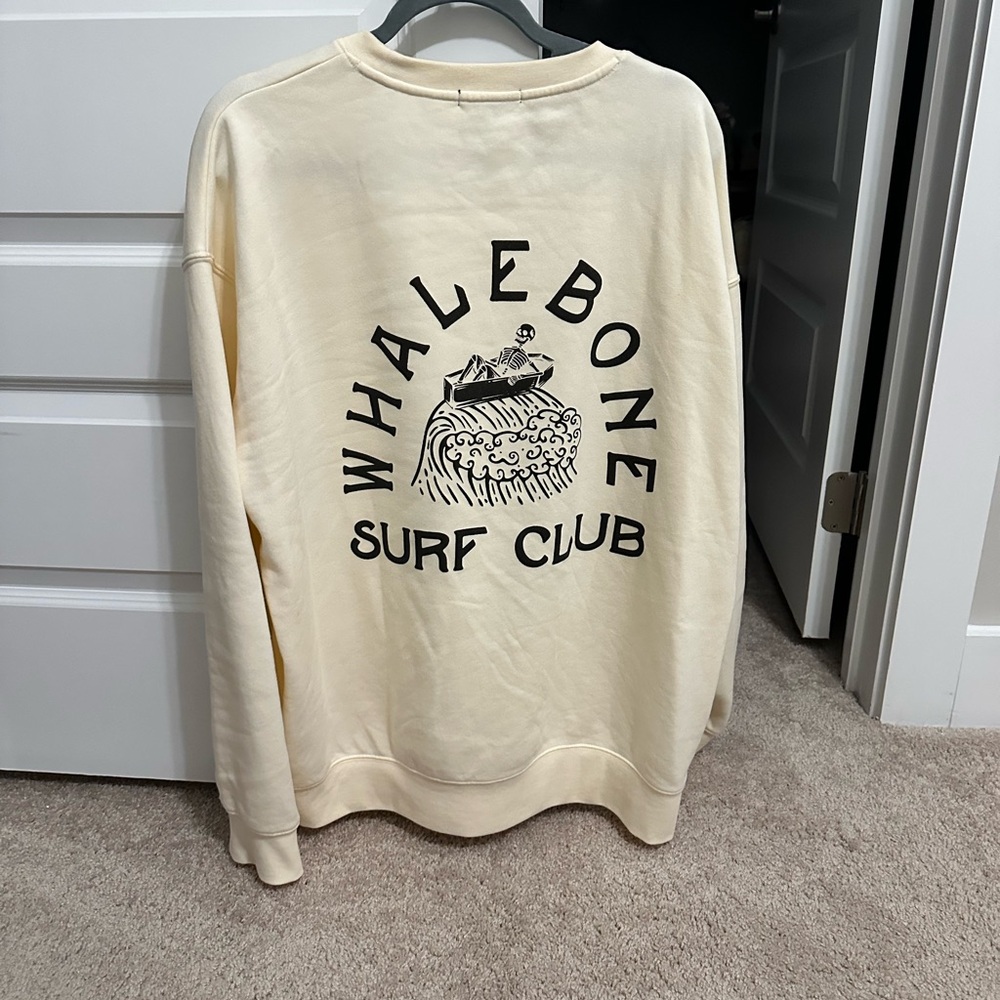 Men's Cream Whalebone Surf Pullover Crewneck Sweatshirt - Picture 4 of 5
